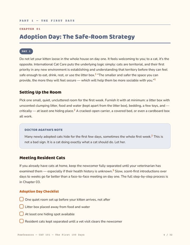 The adoption-day safe-room page with its checklist