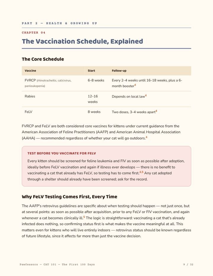 The vaccination schedule page