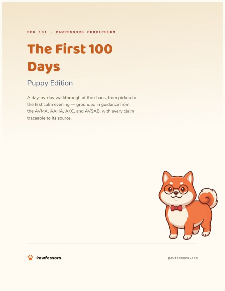 The cover of DOG 101: The First 100 Days, Puppy Edition